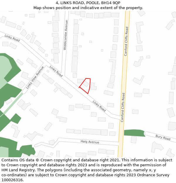 4, LINKS ROAD, POOLE, BH14 9QP: Location map and indicative extent of plot