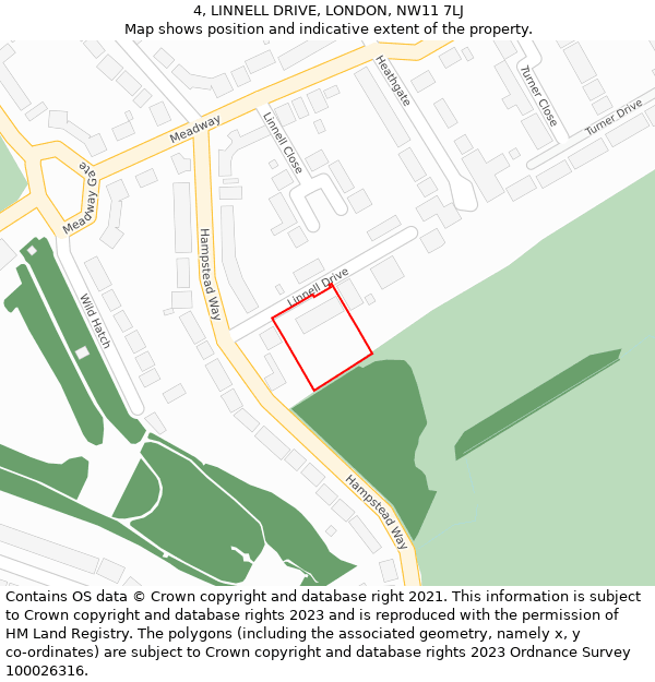 4, LINNELL DRIVE, LONDON, NW11 7LJ: Location map and indicative extent of plot