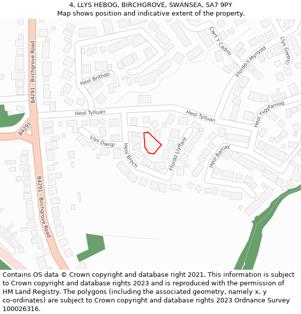 4, LLYS HEBOG, BIRCHGROVE, SWANSEA, SA7 9PY: Location map and indicative extent of plot