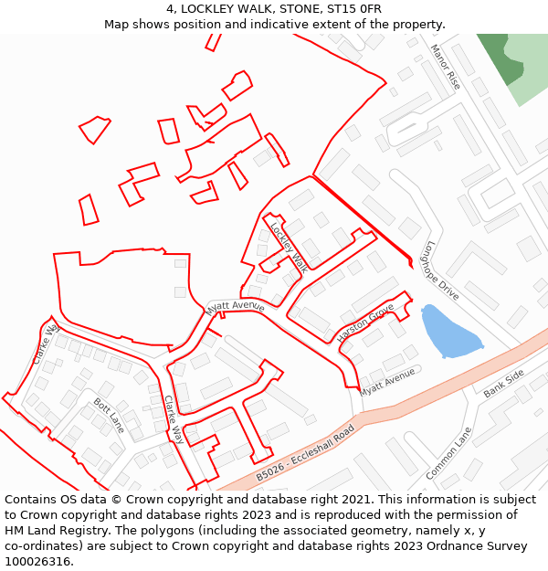 4, LOCKLEY WALK, STONE, ST15 0FR: Location map and indicative extent of plot