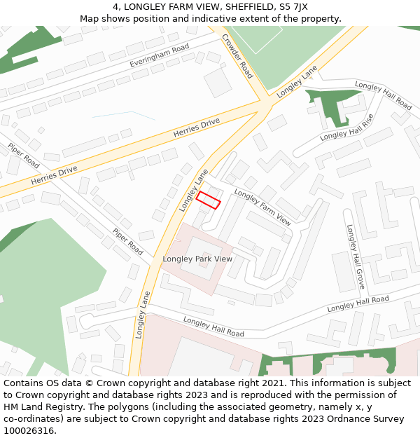 4, LONGLEY FARM VIEW, SHEFFIELD, S5 7JX: Location map and indicative extent of plot