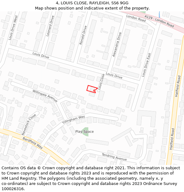 4, LOUIS CLOSE, RAYLEIGH, SS6 9GG: Location map and indicative extent of plot