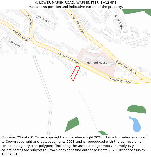 4, LOWER MARSH ROAD, WARMINSTER, BA12 9PB: Location map and indicative extent of plot