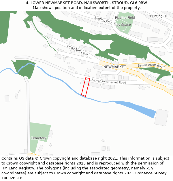 4, LOWER NEWMARKET ROAD, NAILSWORTH, STROUD, GL6 0RW: Location map and indicative extent of plot