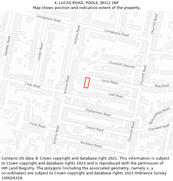 4, LUCAS ROAD, POOLE, BH12 2NF: Location map and indicative extent of plot