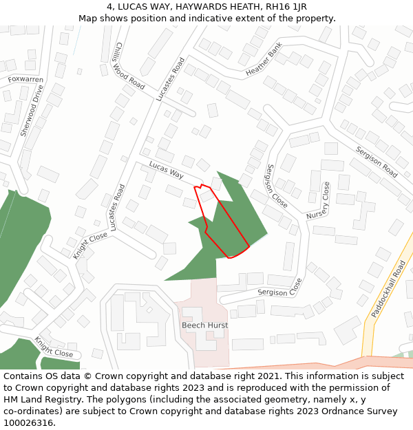 4, LUCAS WAY, HAYWARDS HEATH, RH16 1JR: Location map and indicative extent of plot