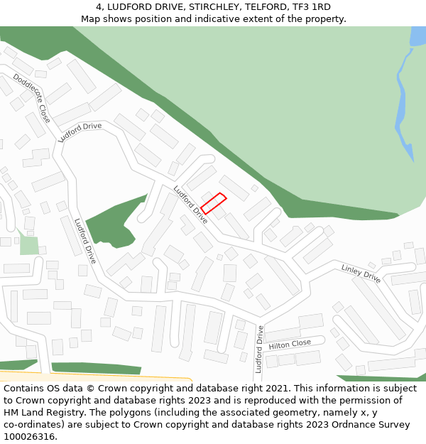 4, LUDFORD DRIVE, STIRCHLEY, TELFORD, TF3 1RD: Location map and indicative extent of plot