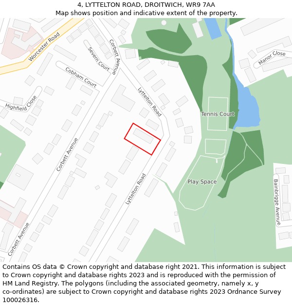 4, LYTTELTON ROAD, DROITWICH, WR9 7AA: Location map and indicative extent of plot