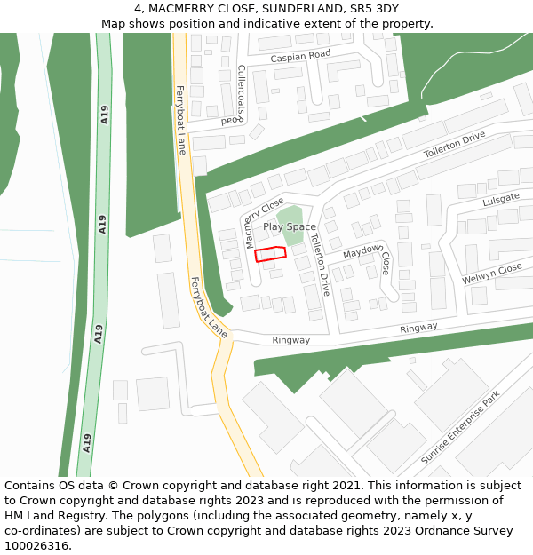 4, MACMERRY CLOSE, SUNDERLAND, SR5 3DY: Location map and indicative extent of plot