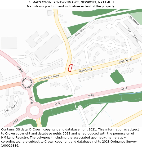 4, MAES GWYN, PENTWYNMAWR, NEWPORT, NP11 4HU: Location map and indicative extent of plot
