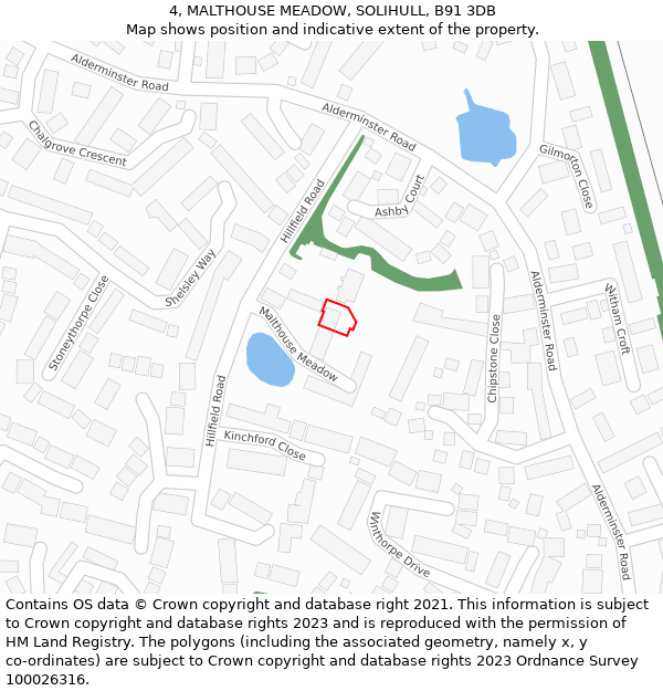 4, MALTHOUSE MEADOW, SOLIHULL, B91 3DB: Location map and indicative extent of plot