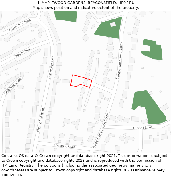 4, MAPLEWOOD GARDENS, BEACONSFIELD, HP9 1BU: Location map and indicative extent of plot