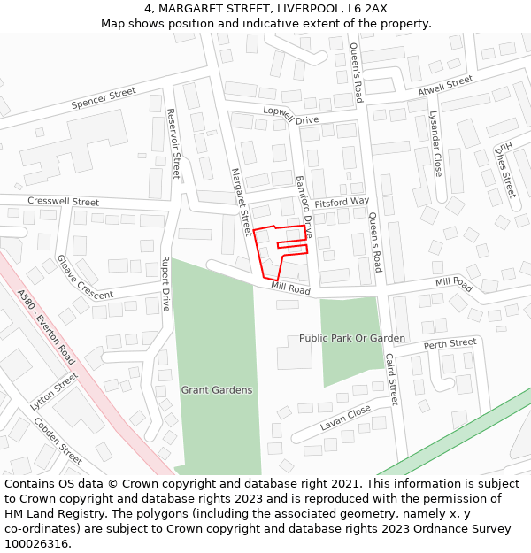 4, MARGARET STREET, LIVERPOOL, L6 2AX: Location map and indicative extent of plot
