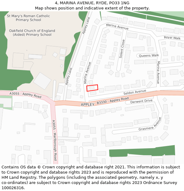 4, MARINA AVENUE, RYDE, PO33 1NG: Location map and indicative extent of plot