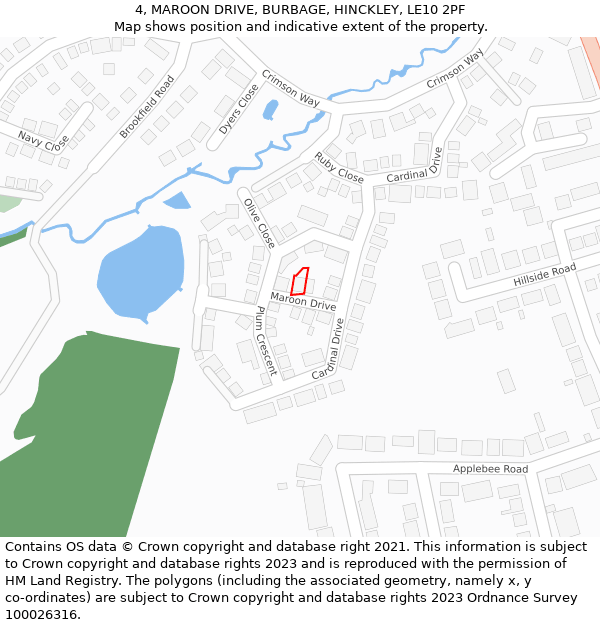 4, MAROON DRIVE, BURBAGE, HINCKLEY, LE10 2PF: Location map and indicative extent of plot