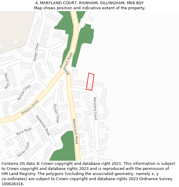 4, MARYLAND COURT, RAINHAM, GILLINGHAM, ME8 8QY: Location map and indicative extent of plot