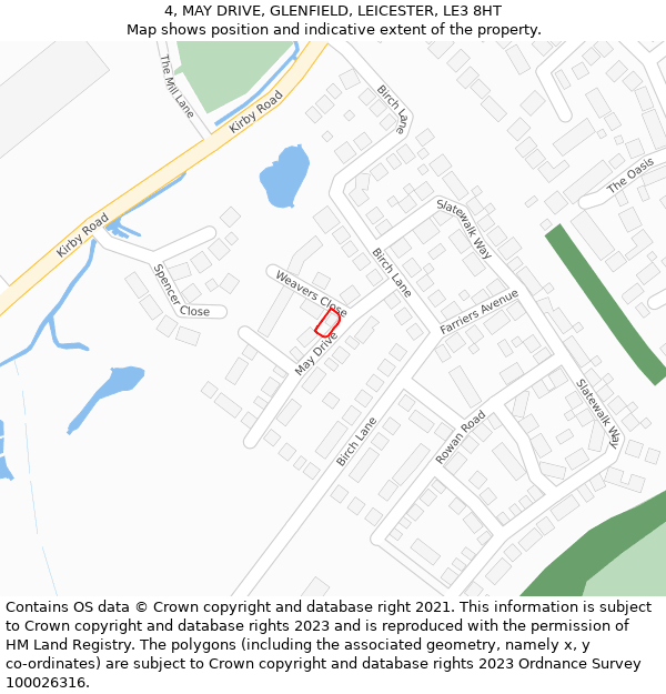 4, MAY DRIVE, GLENFIELD, LEICESTER, LE3 8HT: Location map and indicative extent of plot