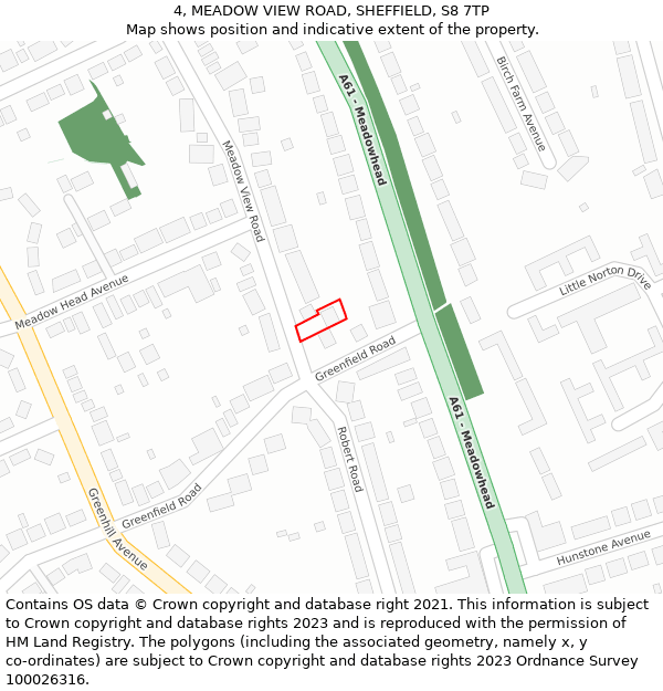 4, MEADOW VIEW ROAD, SHEFFIELD, S8 7TP: Location map and indicative extent of plot