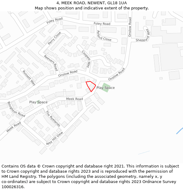 4, MEEK ROAD, NEWENT, GL18 1UA: Location map and indicative extent of plot