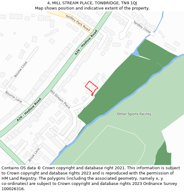 4, MILL STREAM PLACE, TONBRIDGE, TN9 1QJ: Location map and indicative extent of plot