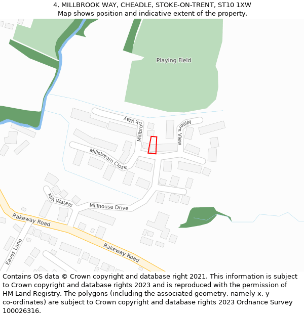 4, MILLBROOK WAY, CHEADLE, STOKE-ON-TRENT, ST10 1XW: Location map and indicative extent of plot
