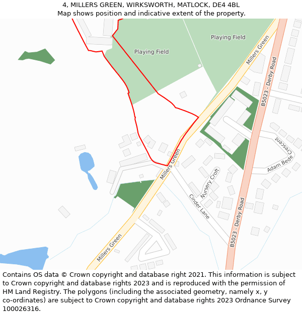 4, MILLERS GREEN, WIRKSWORTH, MATLOCK, DE4 4BL: Location map and indicative extent of plot