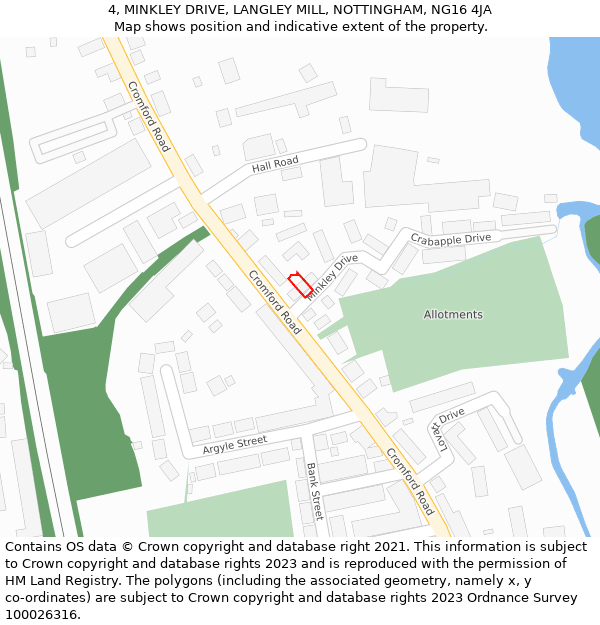 4, MINKLEY DRIVE, LANGLEY MILL, NOTTINGHAM, NG16 4JA: Location map and indicative extent of plot