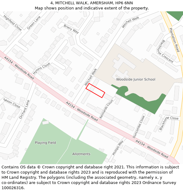 4, MITCHELL WALK, AMERSHAM, HP6 6NN: Location map and indicative extent of plot