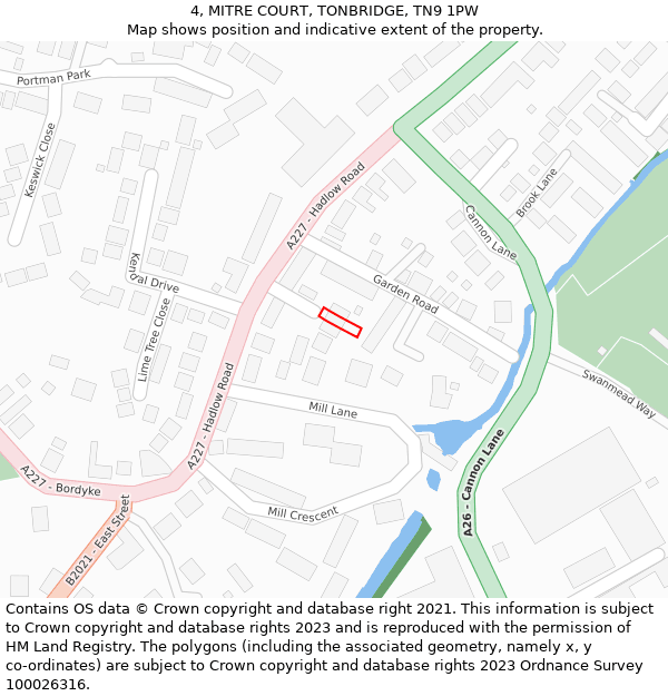 4, MITRE COURT, TONBRIDGE, TN9 1PW: Location map and indicative extent of plot