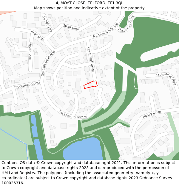 4, MOAT CLOSE, TELFORD, TF1 3QL: Location map and indicative extent of plot