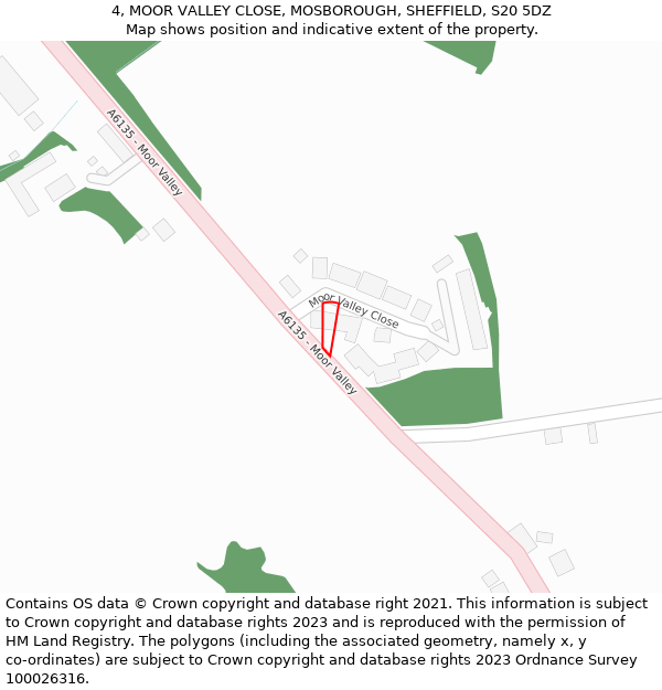 4, MOOR VALLEY CLOSE, MOSBOROUGH, SHEFFIELD, S20 5DZ: Location map and indicative extent of plot