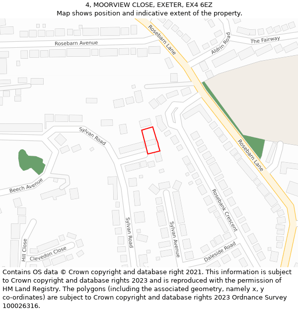 4, MOORVIEW CLOSE, EXETER, EX4 6EZ: Location map and indicative extent of plot