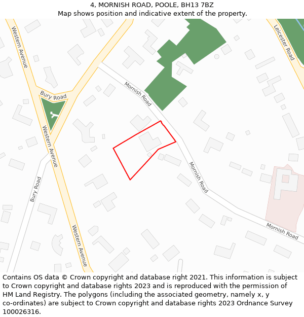 4, MORNISH ROAD, POOLE, BH13 7BZ: Location map and indicative extent of plot