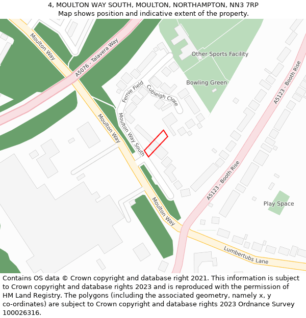 4, MOULTON WAY SOUTH, MOULTON, NORTHAMPTON, NN3 7RP: Location map and indicative extent of plot