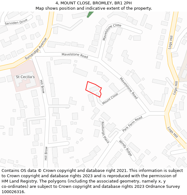 4, MOUNT CLOSE, BROMLEY, BR1 2PH: Location map and indicative extent of plot