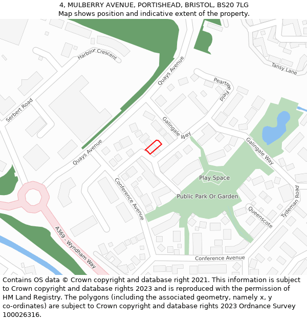 4, MULBERRY AVENUE, PORTISHEAD, BRISTOL, BS20 7LG: Location map and indicative extent of plot