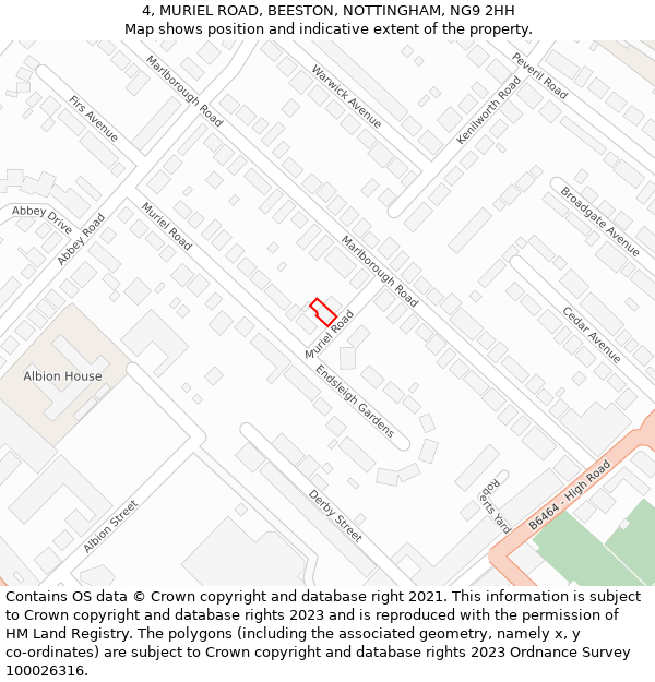 4, MURIEL ROAD, BEESTON, NOTTINGHAM, NG9 2HH: Location map and indicative extent of plot