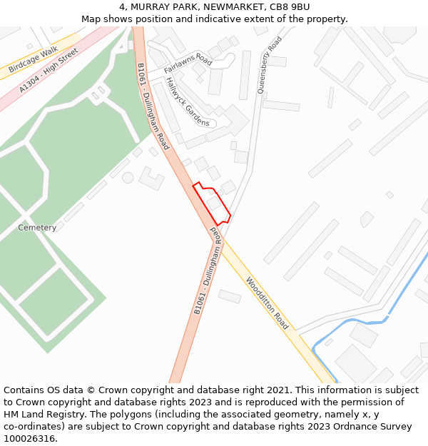 4, MURRAY PARK, NEWMARKET, CB8 9BU: Location map and indicative extent of plot