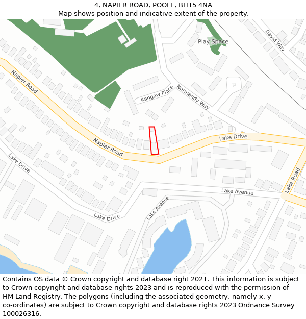 4, NAPIER ROAD, POOLE, BH15 4NA: Location map and indicative extent of plot