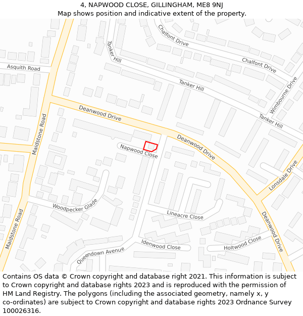 4, NAPWOOD CLOSE, GILLINGHAM, ME8 9NJ: Location map and indicative extent of plot