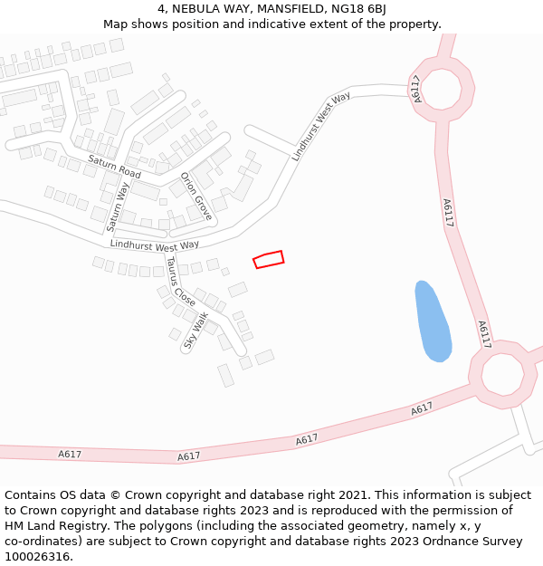 4, NEBULA WAY, MANSFIELD, NG18 6BJ: Location map and indicative extent of plot