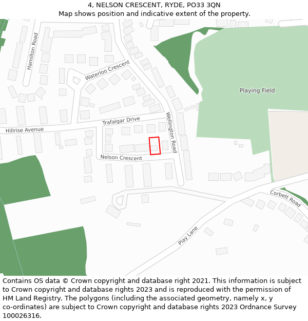 4, NELSON CRESCENT, RYDE, PO33 3QN: Location map and indicative extent of plot