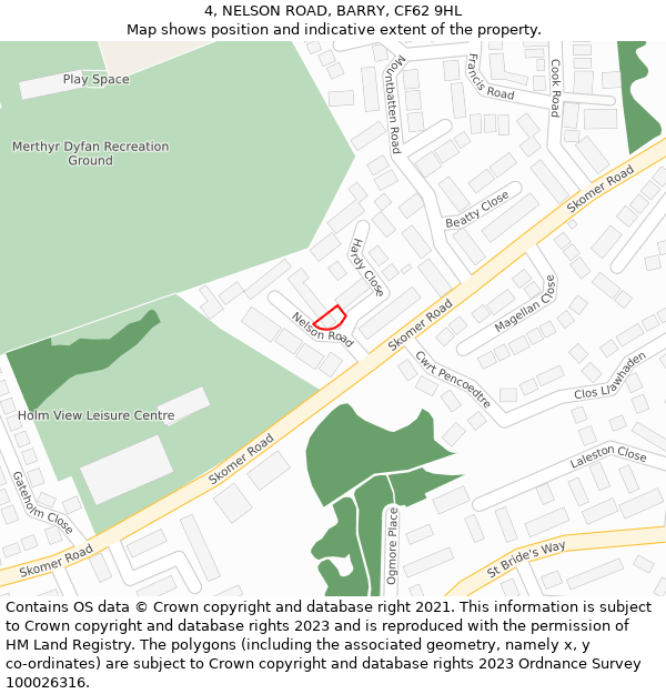 4, NELSON ROAD, BARRY, CF62 9HL: Location map and indicative extent of plot