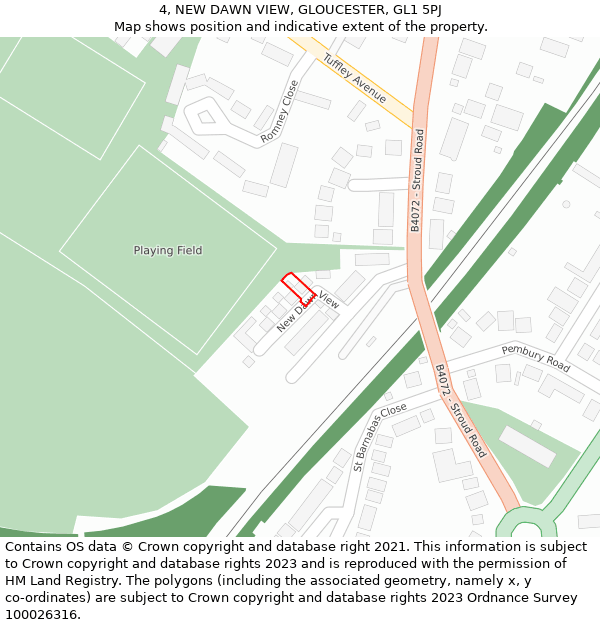 4, NEW DAWN VIEW, GLOUCESTER, GL1 5PJ: Location map and indicative extent of plot