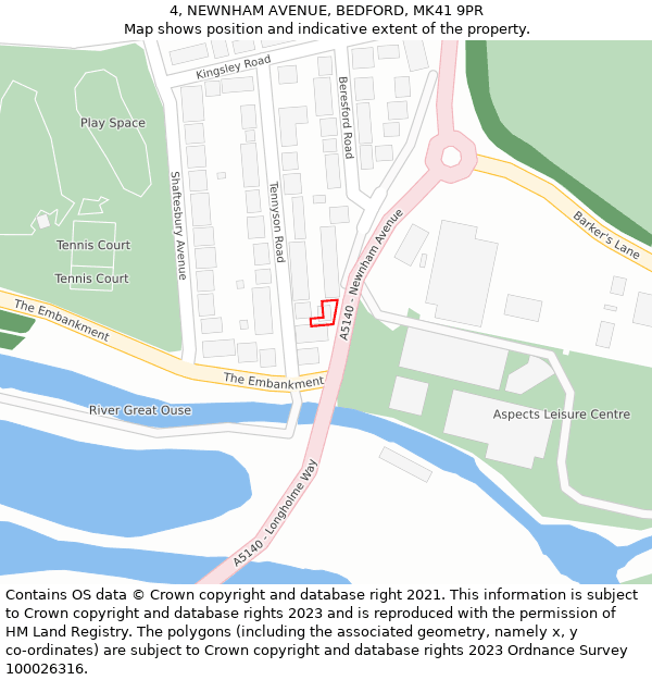 4, NEWNHAM AVENUE, BEDFORD, MK41 9PR: Location map and indicative extent of plot