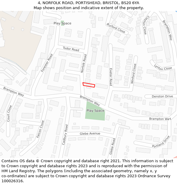 4, NORFOLK ROAD, PORTISHEAD, BRISTOL, BS20 6YA: Location map and indicative extent of plot