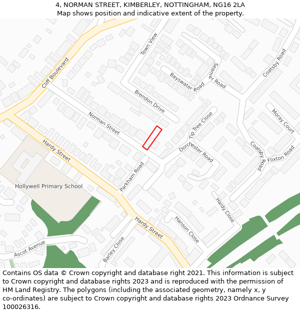 4, NORMAN STREET, KIMBERLEY, NOTTINGHAM, NG16 2LA: Location map and indicative extent of plot