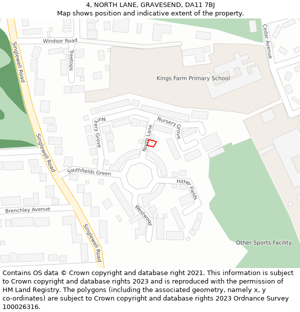 4, NORTH LANE, GRAVESEND, DA11 7BJ: Location map and indicative extent of plot