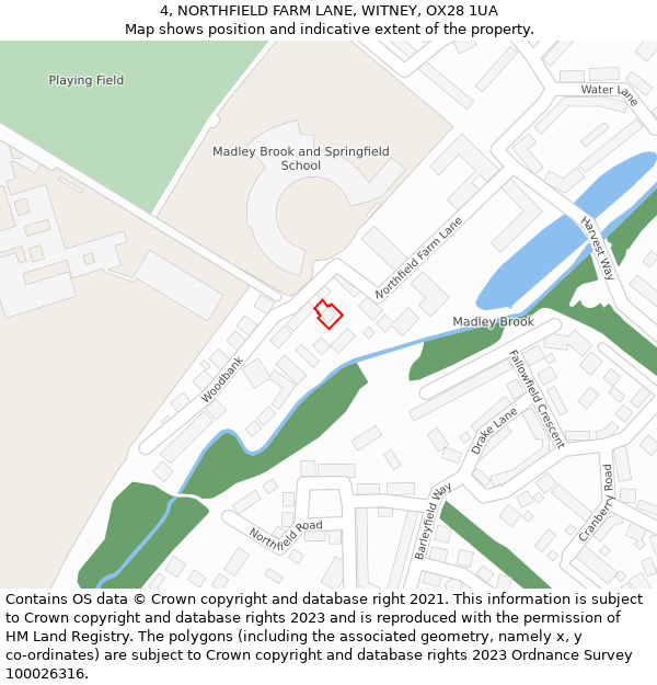 4, NORTHFIELD FARM LANE, WITNEY, OX28 1UA: Location map and indicative extent of plot