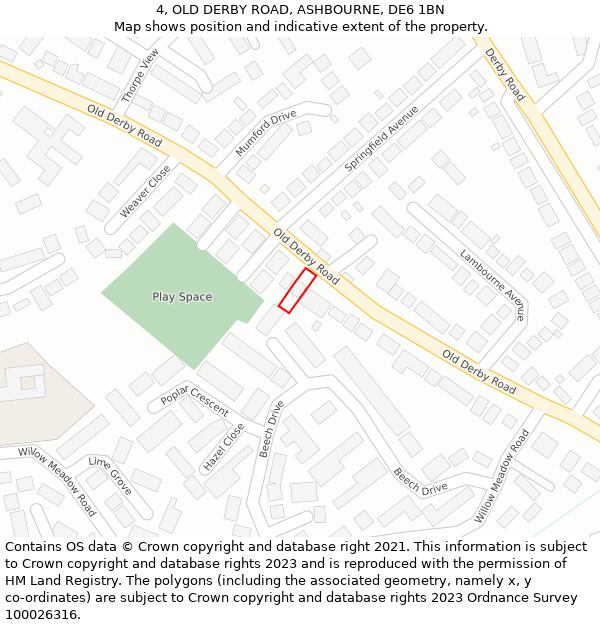 4, OLD DERBY ROAD, ASHBOURNE, DE6 1BN: Location map and indicative extent of plot